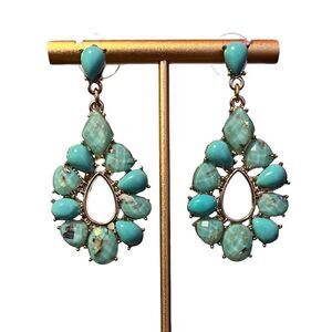 NEW Turquoise Color Gold Dangling Teardrop Earrings